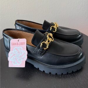 Sam & Libby Black Loafers with Gold Accent